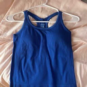 Blue Ribbed Tank Top